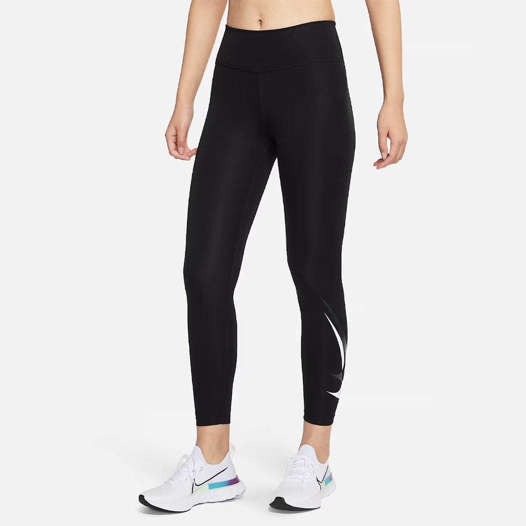 Nike Swoosh Run 7/8 Length Mid-Rise Women's Running Leggings - Black