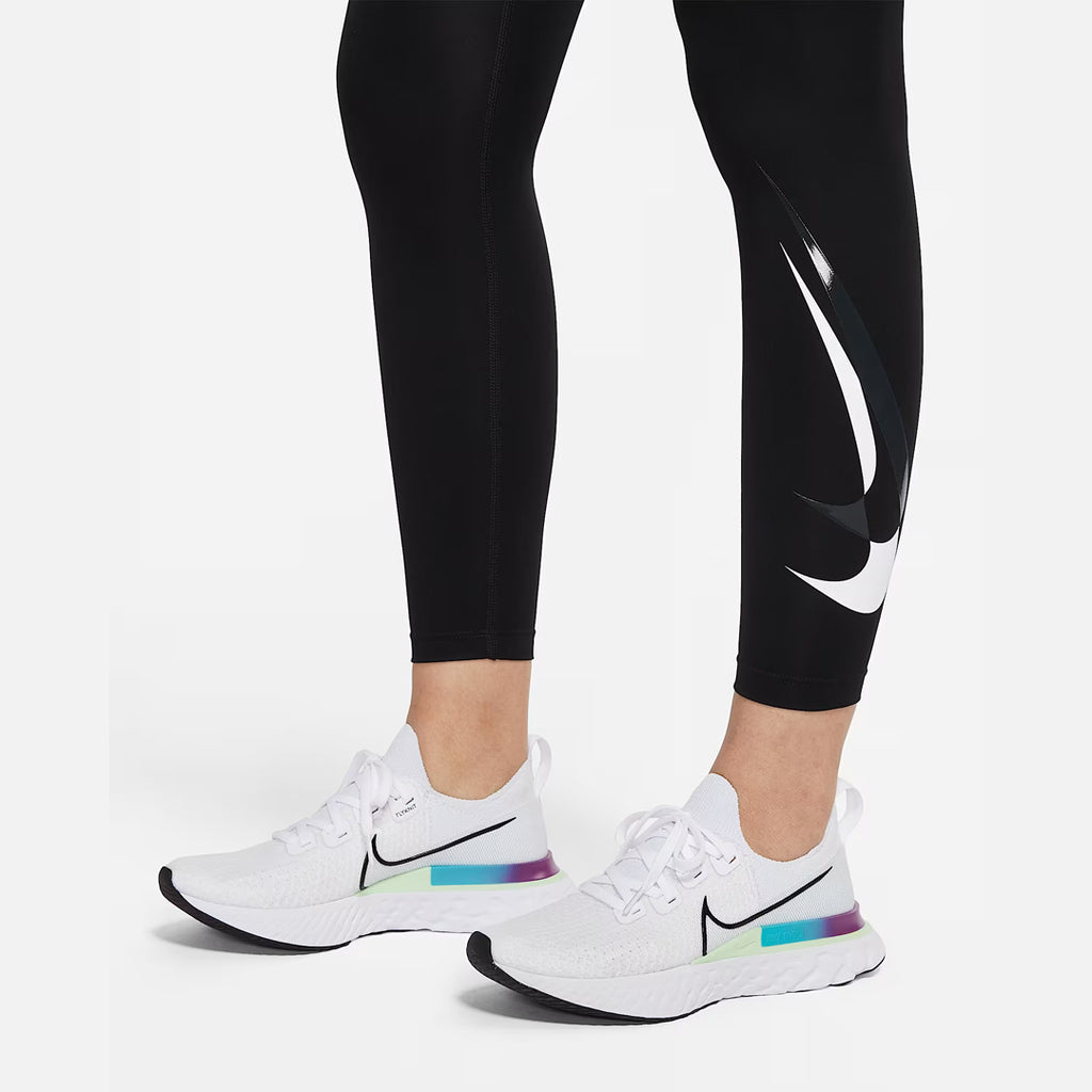 Nike Swoosh Run 7/8 Length Mid-Rise Women's Running Leggings - Black