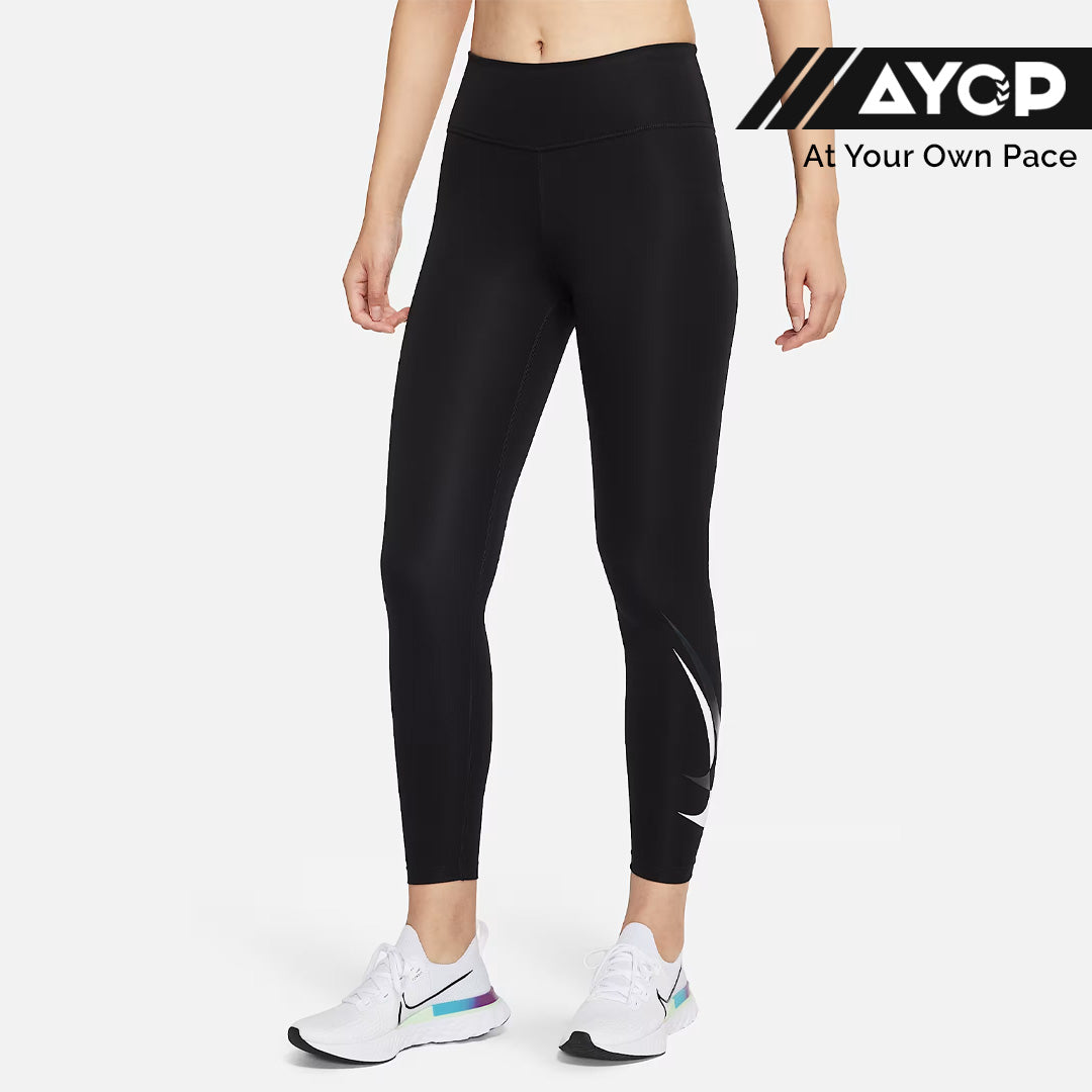 Nike Swoosh Run 7/8 Length Mid-Rise Women's Running Leggings - Black