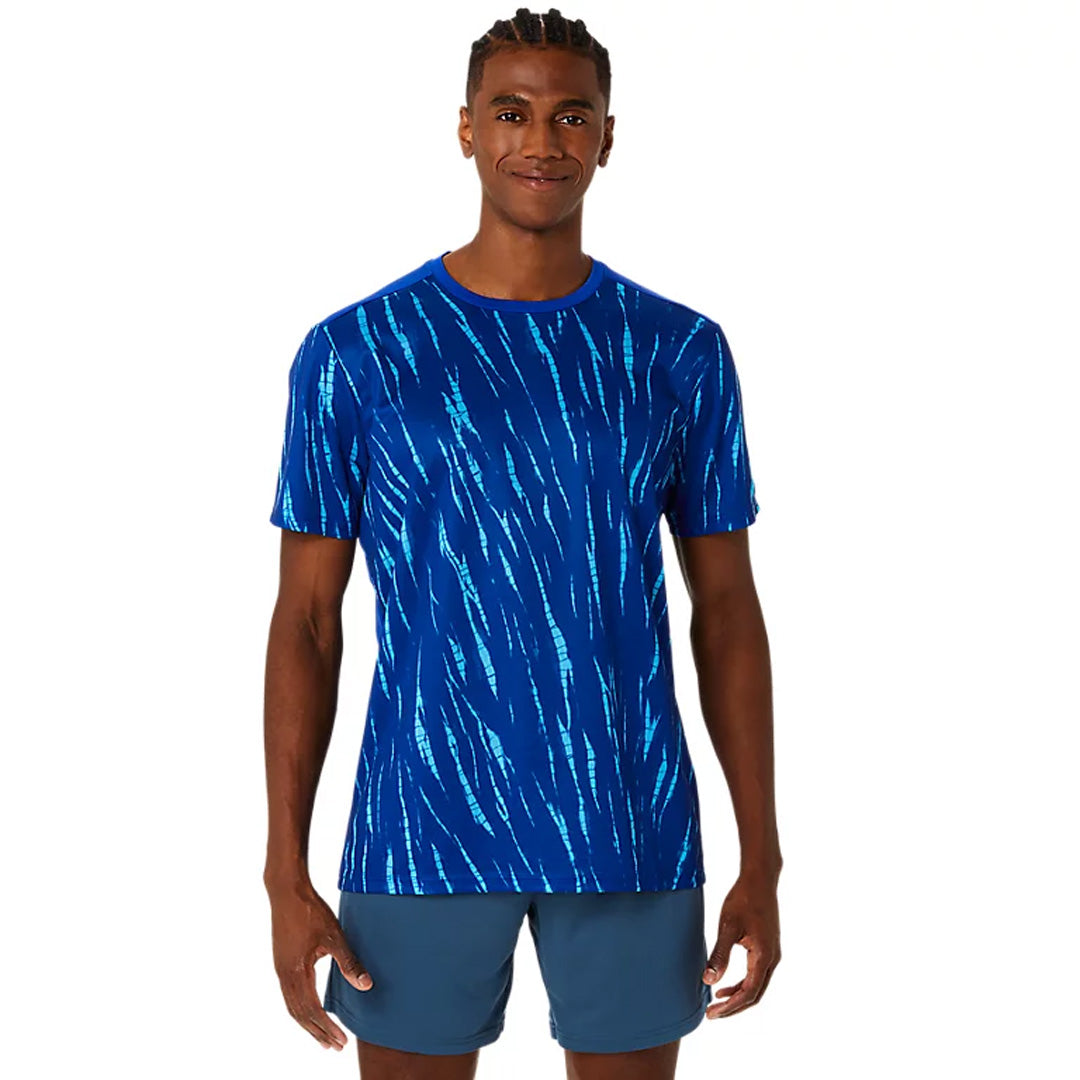 Asics Seasonal All Over Print Men's Running T-Shirt - True Blue