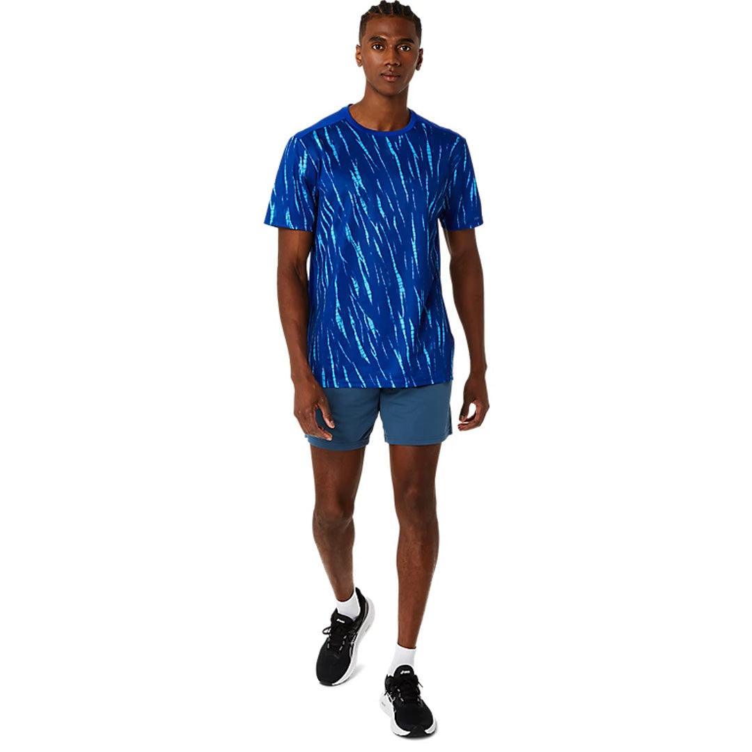 Asics Seasonal All Over Print Men's Running T-Shirt - True Blue