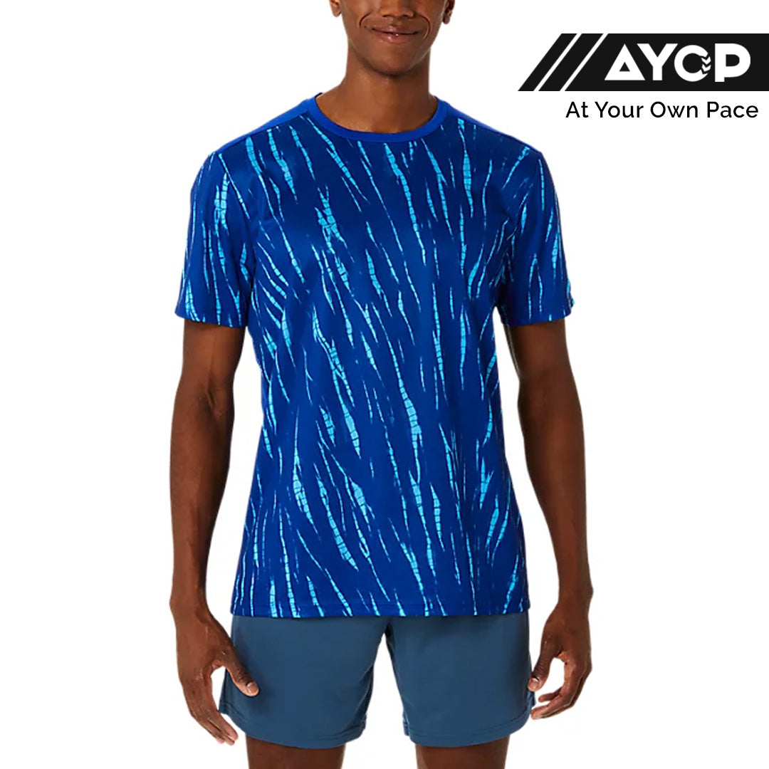 Asics Seasonal All Over Print Men's Running T-Shirt - True Blue