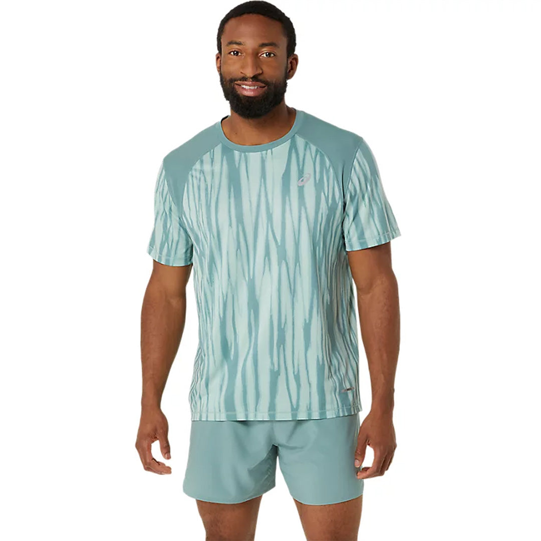 Asics Road All Over Print Men's Running T-Shirt - Light Celadon