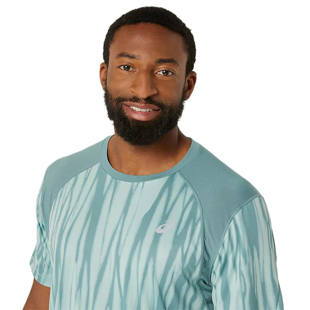 Asics Road All Over Print Men's Running T-Shirt - Light Celadon