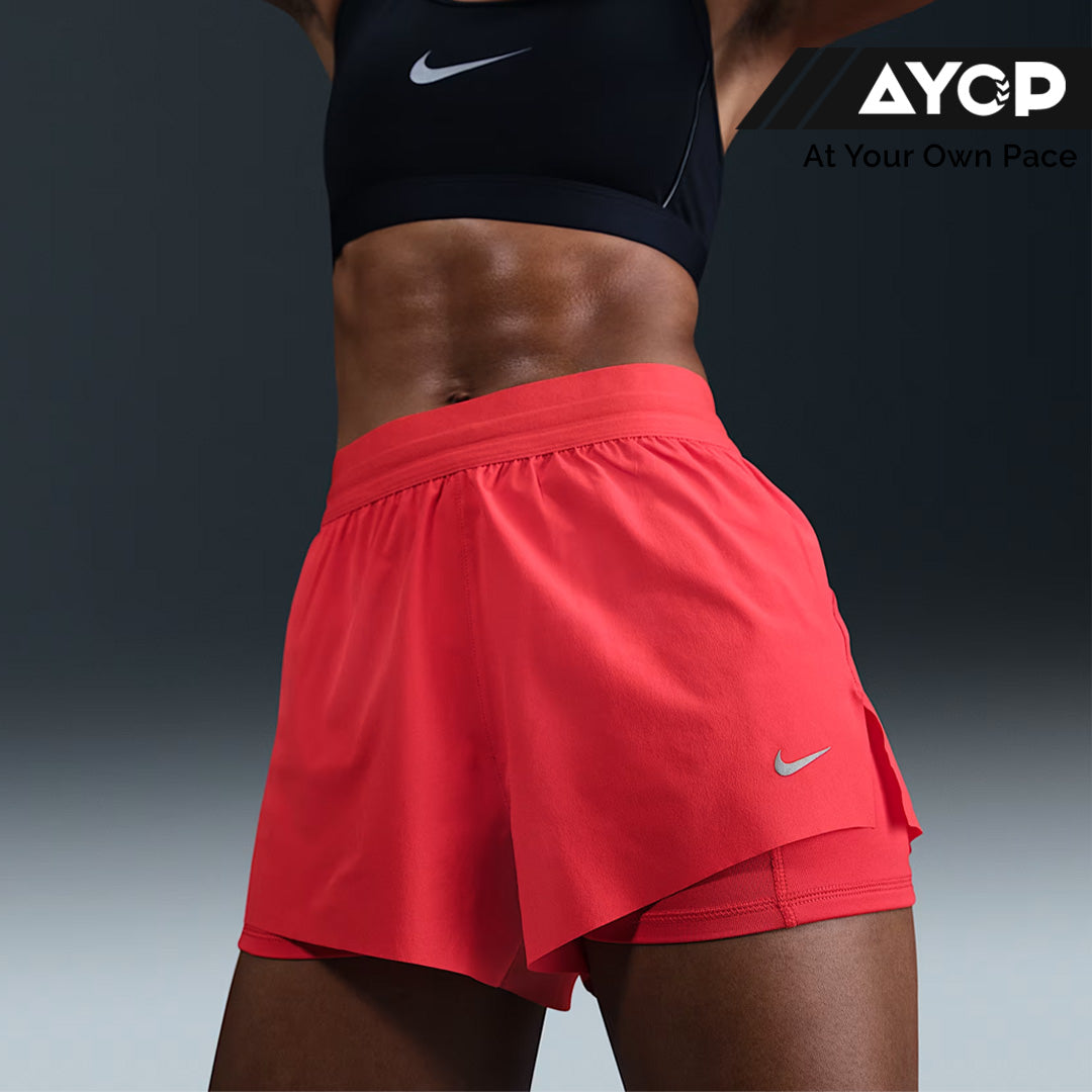 Nike Swift Dri-FIT Mid-Rise 2-in-1 Women's Running Shorts - Light Crimson