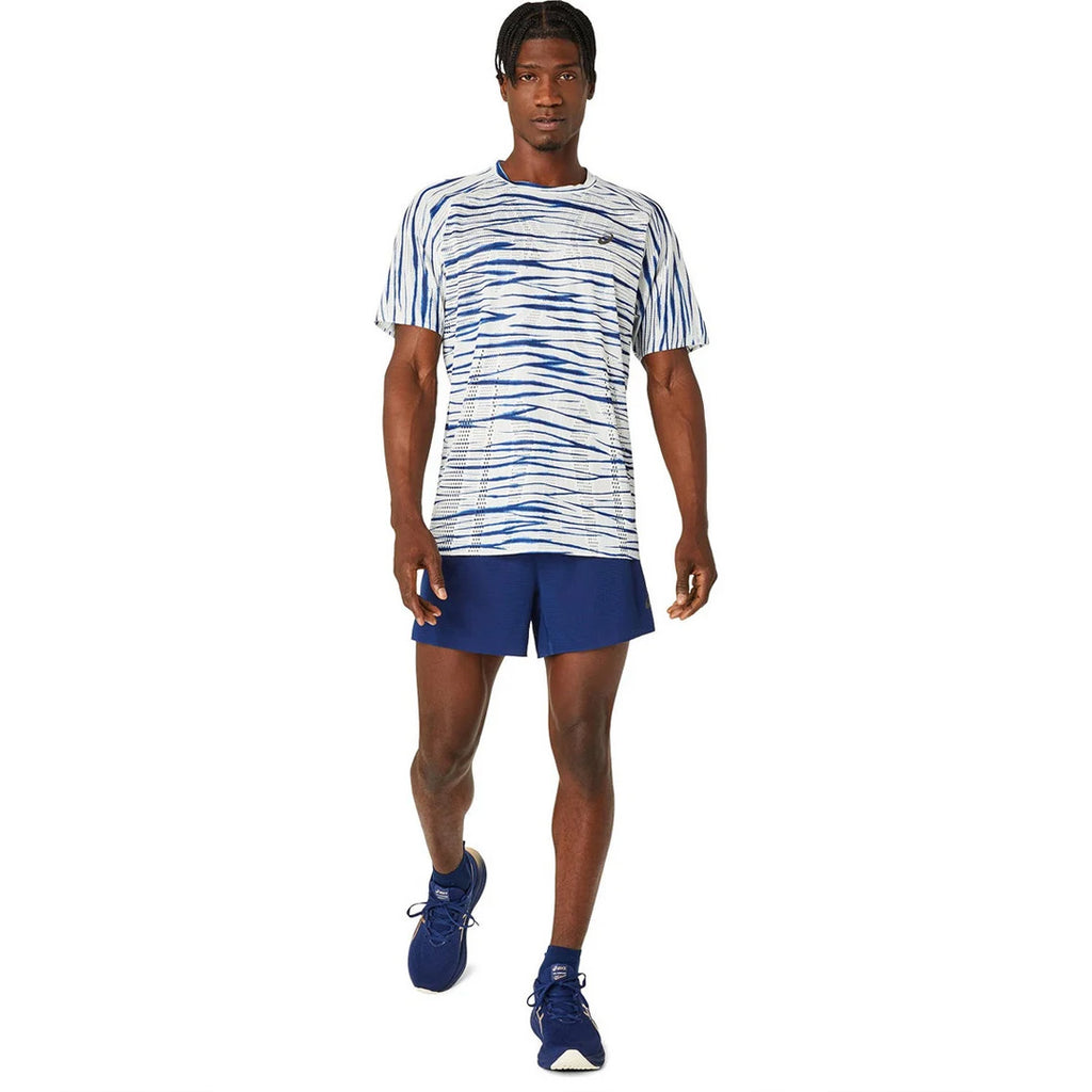 Asics Metarun Shibori SS Men's Running T-Shirt - Birch/Blue Expanse