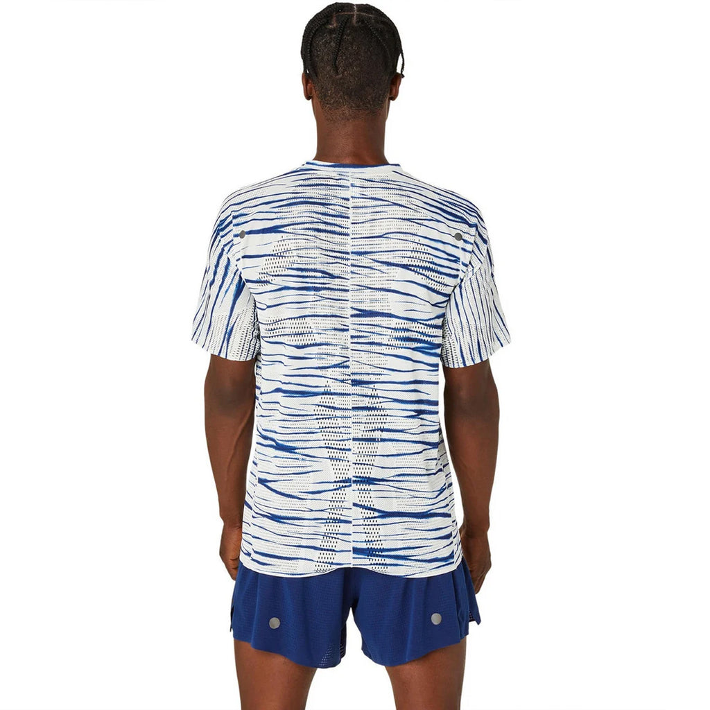 Asics Metarun Shibori SS Men's Running T-Shirt - Birch/Blue Expanse