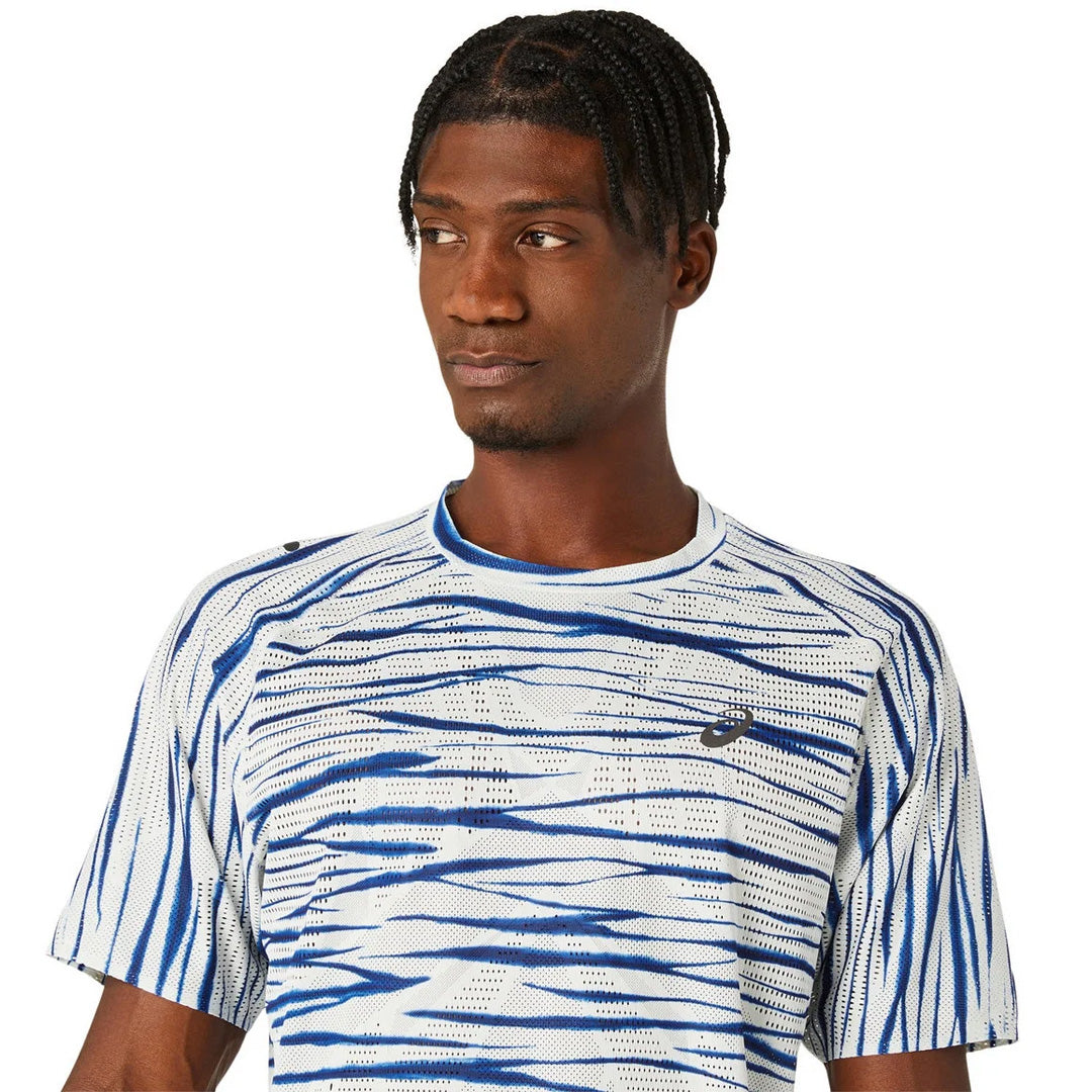 Asics Metarun Shibori SS Men's Running T-Shirt - Birch/Blue Expanse