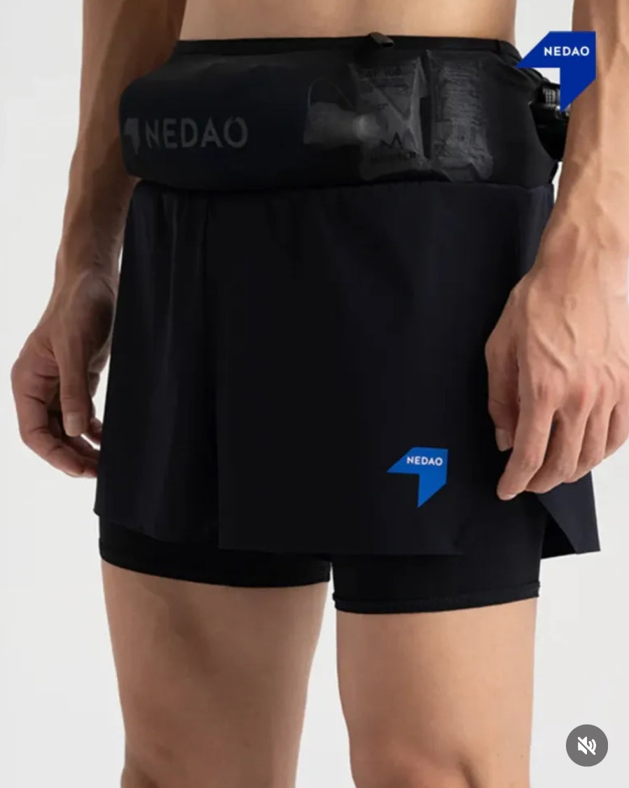 Nedao TrioShorts PowerPouch V3.0 2-in-1 Men’s Running Shorts - Black