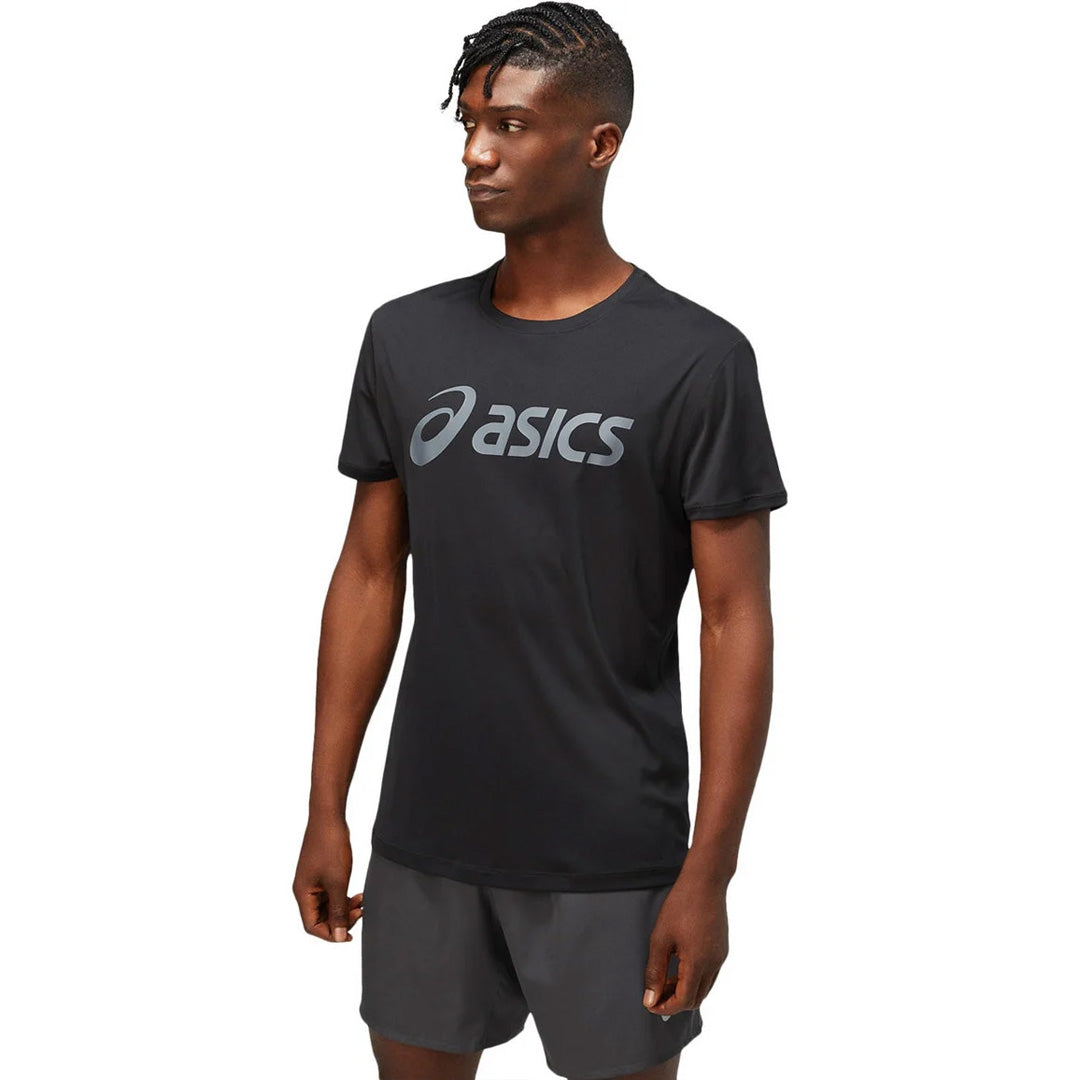 Asics Silver Asics Top Men's Running T-Shirt - Black/Carrier Grey