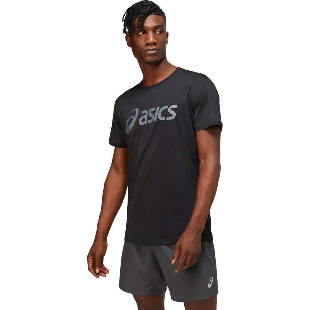 Asics Silver Asics Top Men's Running T-Shirt - Black/Carrier Grey