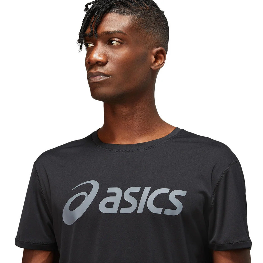 Asics Silver Asics Top Men's Running T-Shirt - Black/Carrier Grey