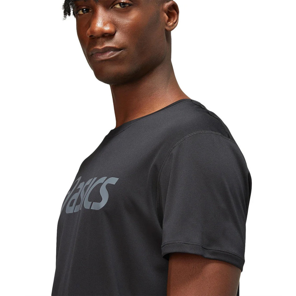 Asics Silver Asics Top Men's Running T-Shirt - Black/Carrier Grey