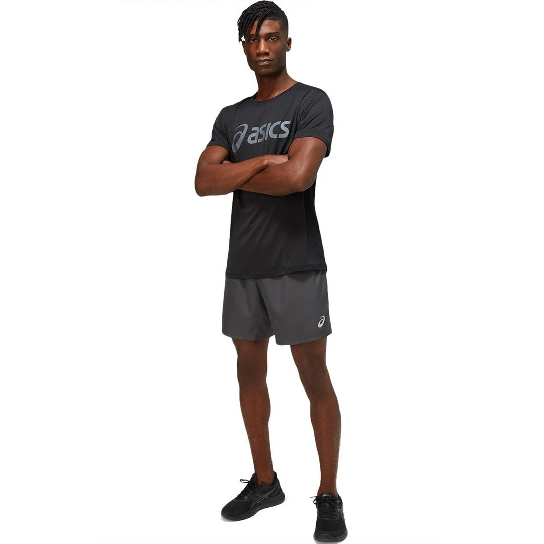 Asics Silver Asics Top Men's Running T-Shirt - Black/Carrier Grey