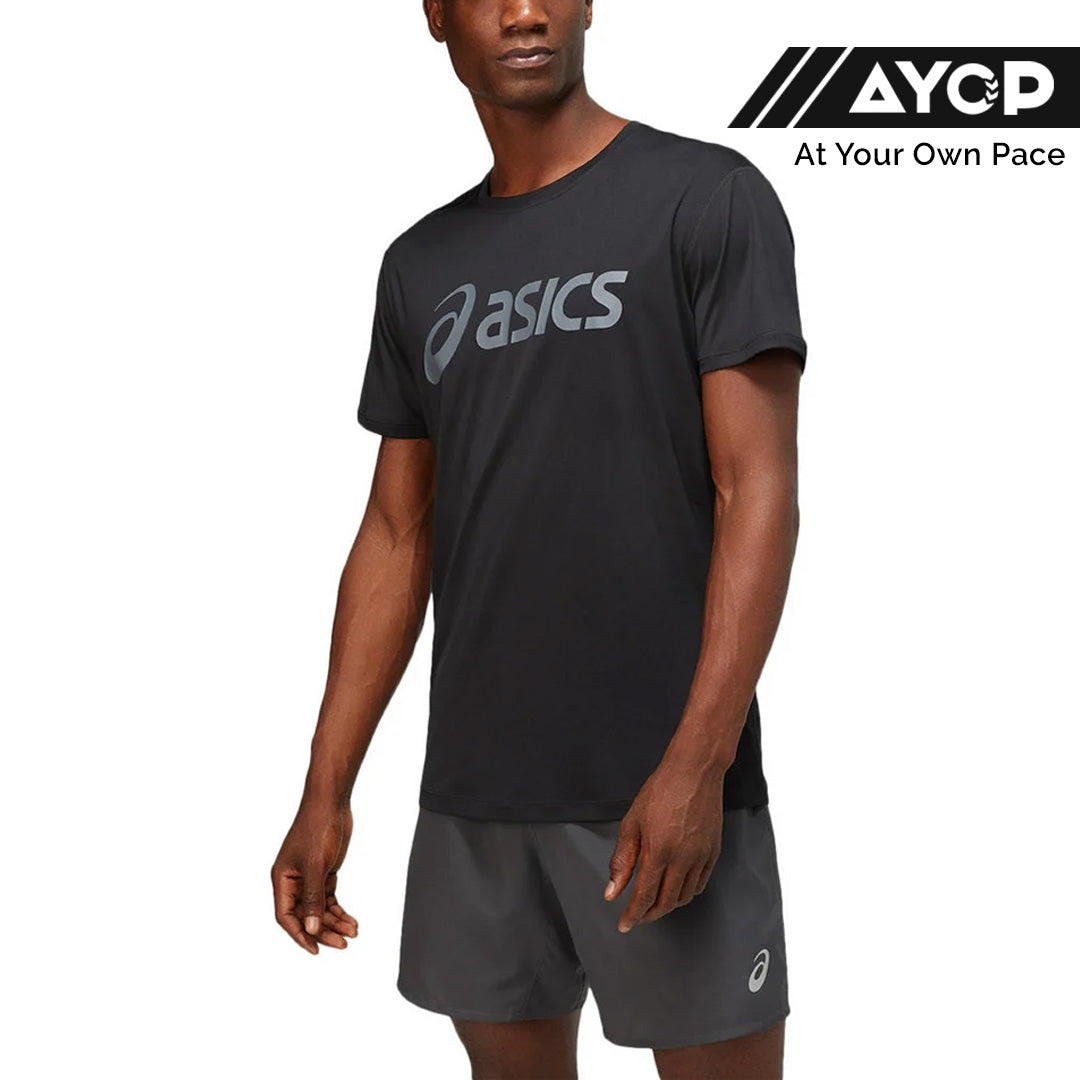 Asics Silver Asics Top Men's Running T-Shirt - Black/Carrier Grey