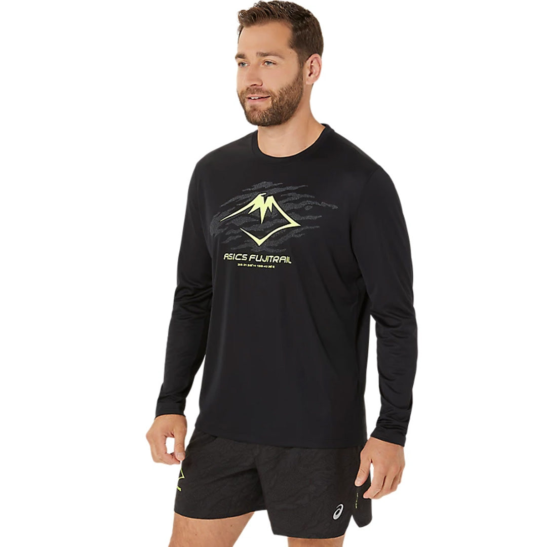 Asics Fujitrail Logo Men's Running T-Shirt Long Sleeve - Black/Graphic Grey