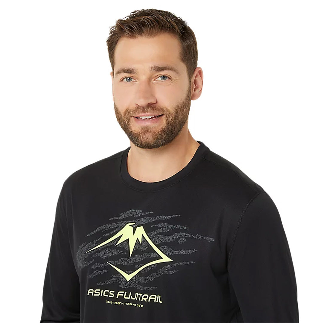 Asics Fujitrail Logo Men's Running T-Shirt Long Sleeve - Black/Graphic Grey