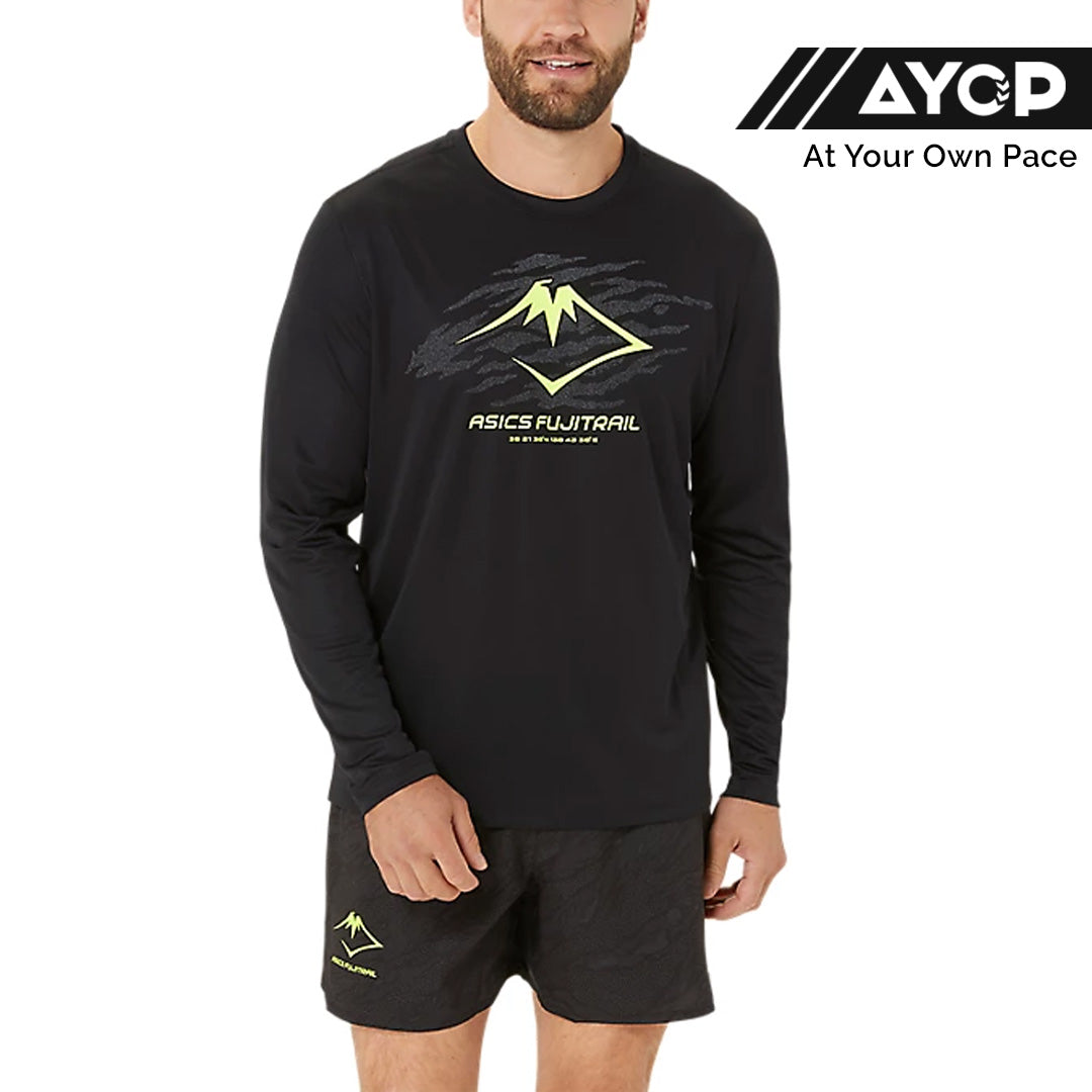 Asics Fujitrail Logo Men's Running T-Shirt Long Sleeve - Black/Graphic Grey