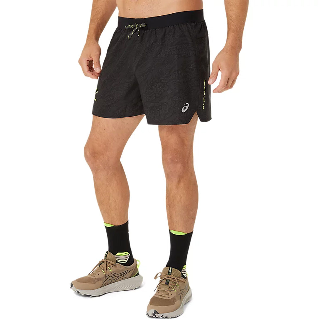 Asics Fujitrail All Over Print 5-inch Men's Running Shorts - Performance Black