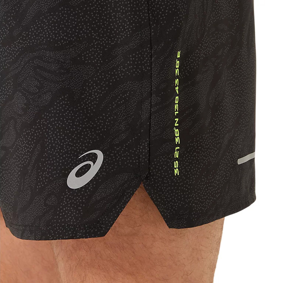 Asics Fujitrail All Over Print 5-inch Men's Running Shorts - Performance Black