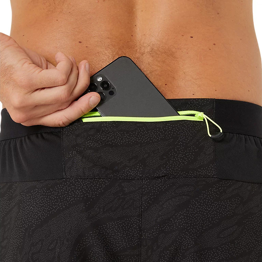 Asics Fujitrail All Over Print 5-inch Men's Running Shorts - Performance Black