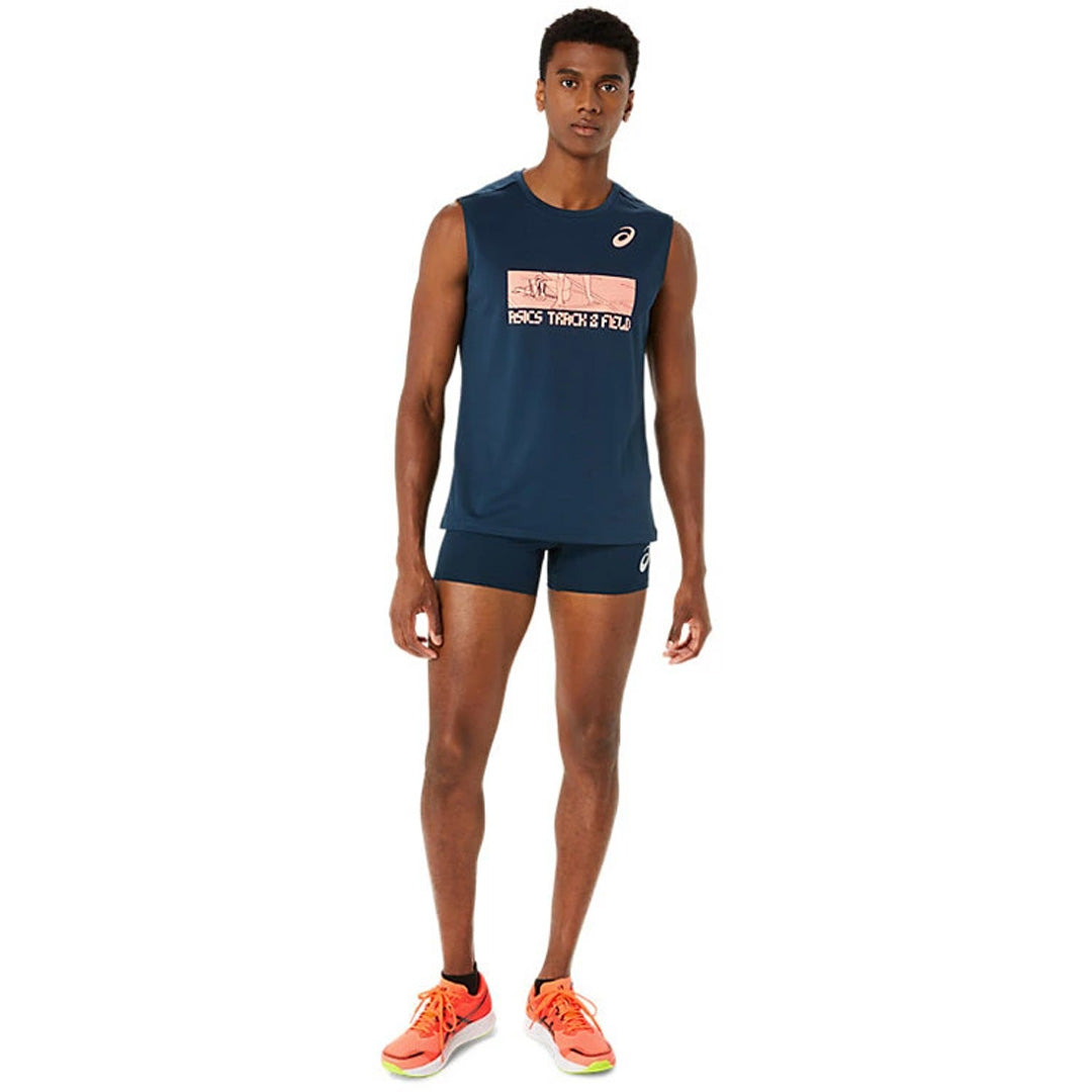 Asics Graphic Tights Men's Running Tights - French Blue