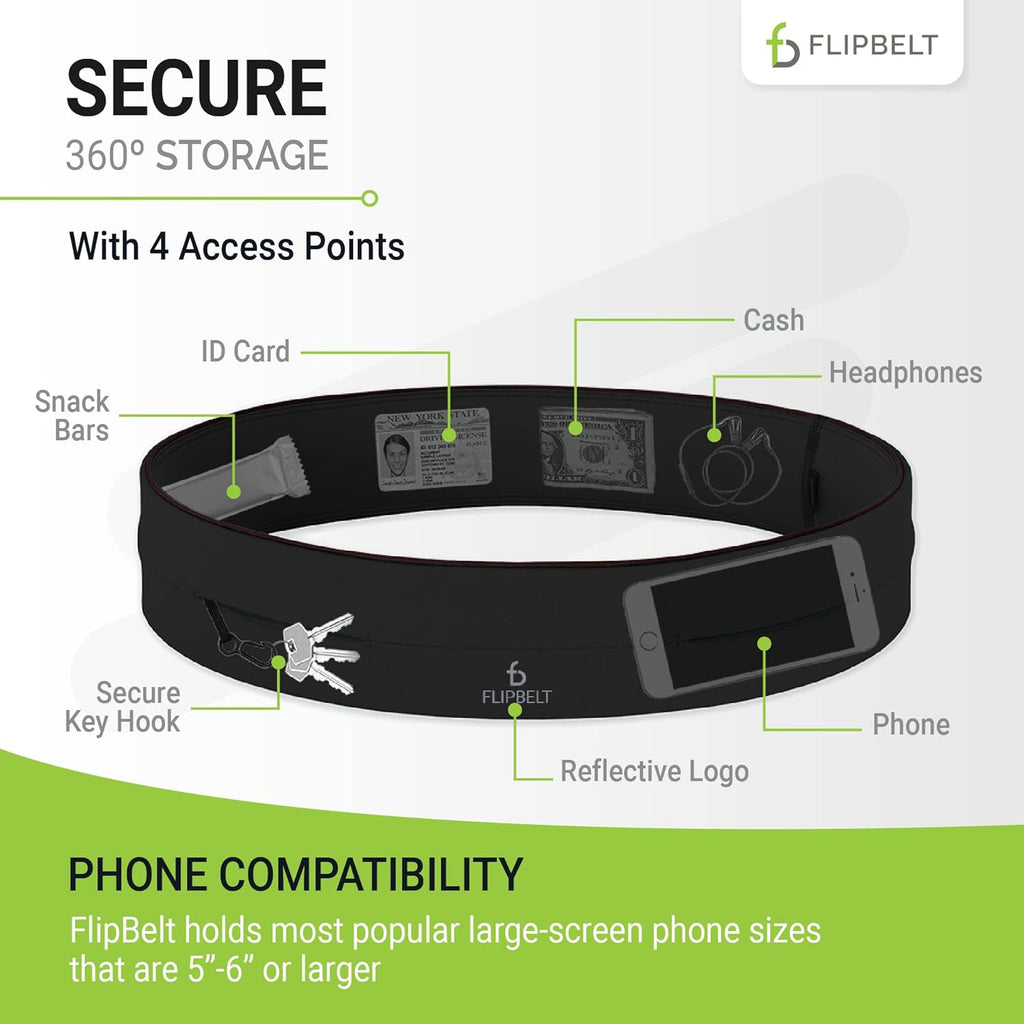 FlipBelt Classic Running Belt - Black