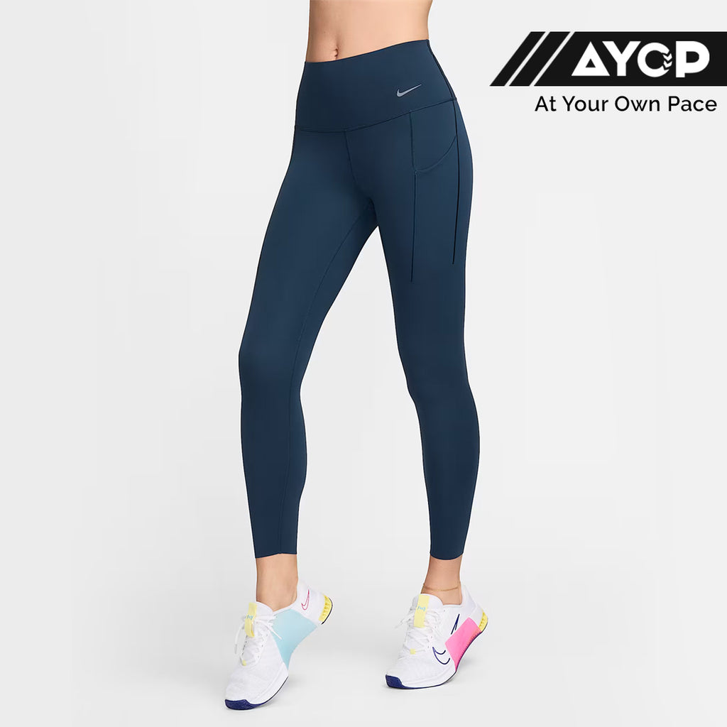 Nike Universa Medium-Support High-Waisted 7/8 Women's Running Leggings with Pocket - Armoury Navy