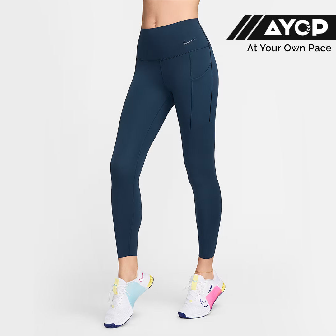 Nike Universa Medium-Support High-Waisted 7/8 Women's Running Leggings with Pocket - Armoury Navy
