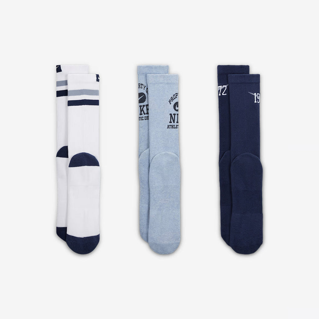 (3 Pairs) Nike Everyday Cushioned Crew Unisex Running Socks - Multi-Color