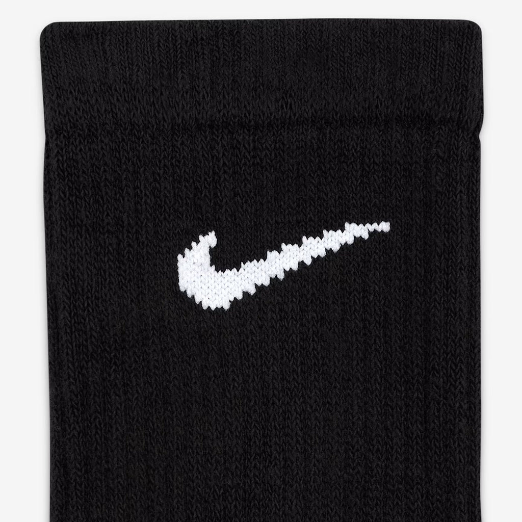 (3 Pairs) Nike Everyday Plus Cushioned Training Crew Unisex Running Socks - Black