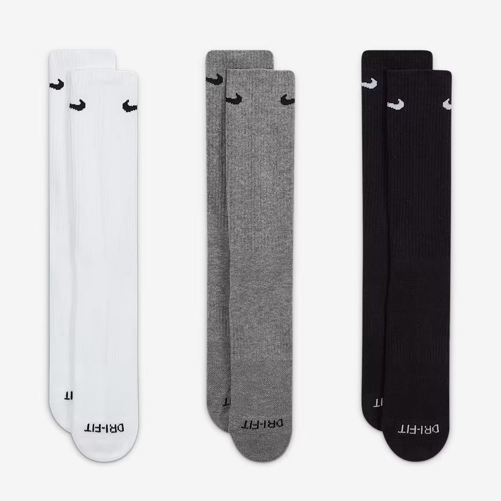 (3 Pairs) Nike Everyday Plus Cushioned Training Crew Unisex Running Socks - Multi-Color