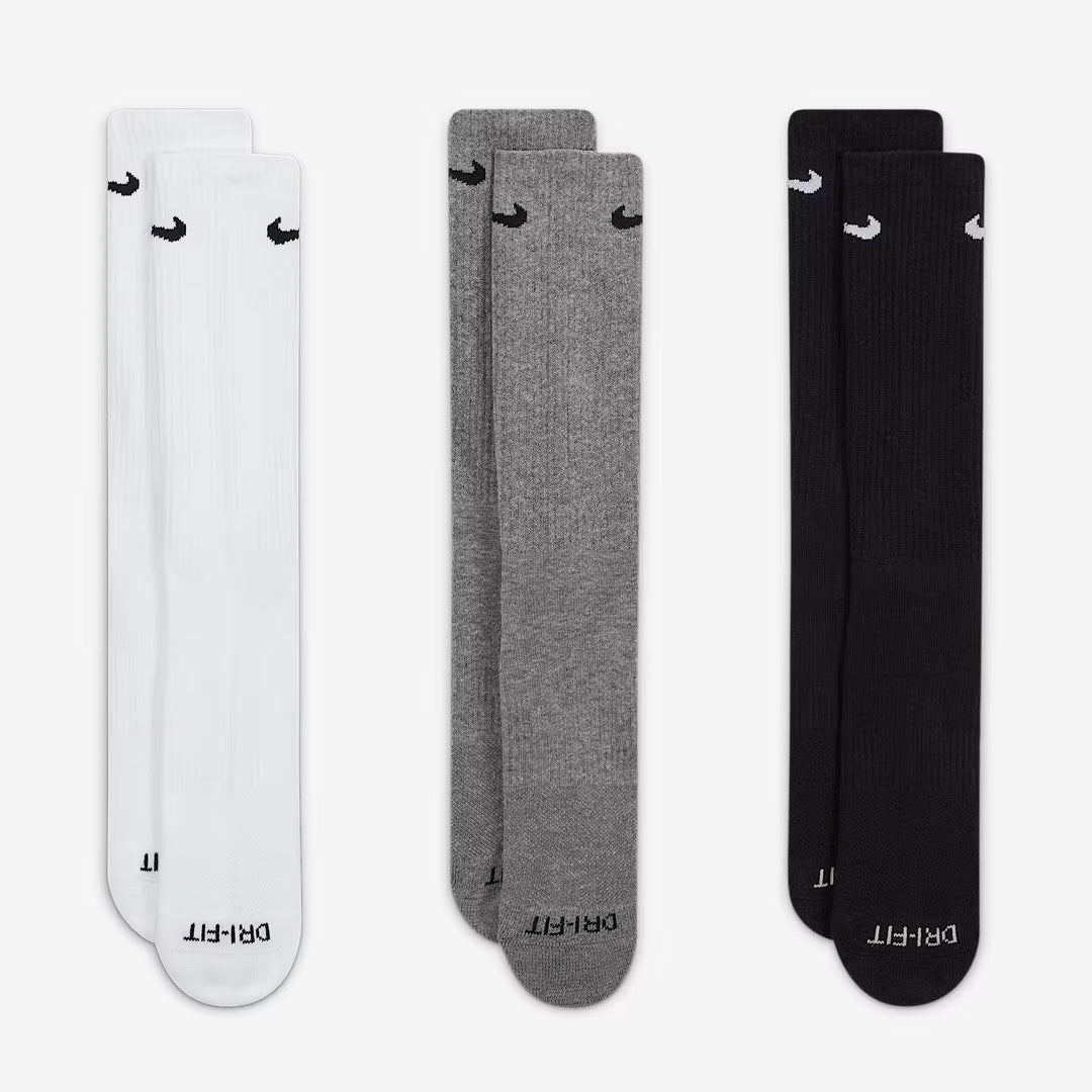 (3 Pairs) Nike Everyday Plus Cushioned Training Crew Unisex Running Socks - Multi-Color