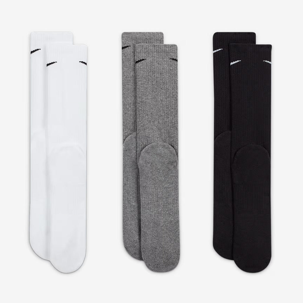 (3 Pairs) Nike Everyday Plus Cushioned Training Crew Unisex Running Socks - Multi-Color