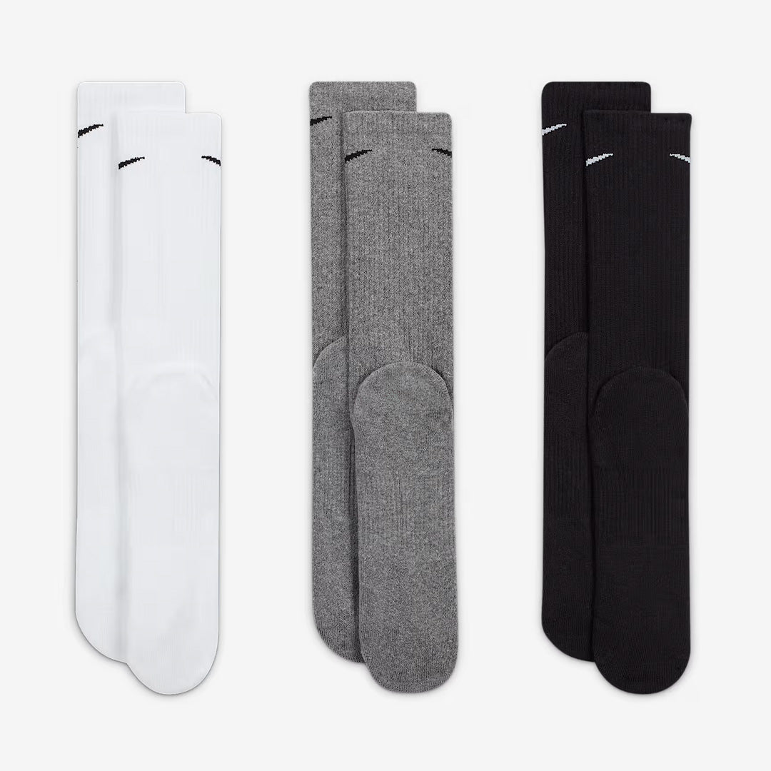 (3 Pairs) Nike Everyday Plus Cushioned Training Crew Unisex Running Socks - Multi-Color