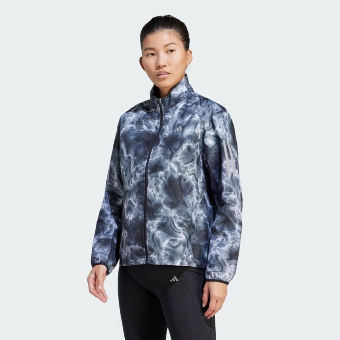 Adidas Own the Run Allover Print Windbreaker Women's Running Jacket - Grey Six
