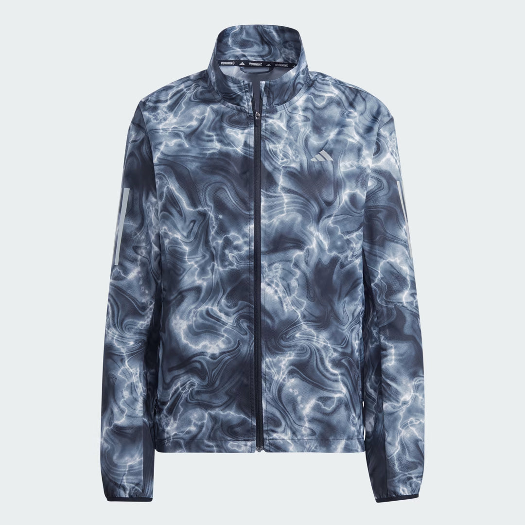 Adidas Own the Run Allover Print Windbreaker Women's Running Jacket - Grey Six
