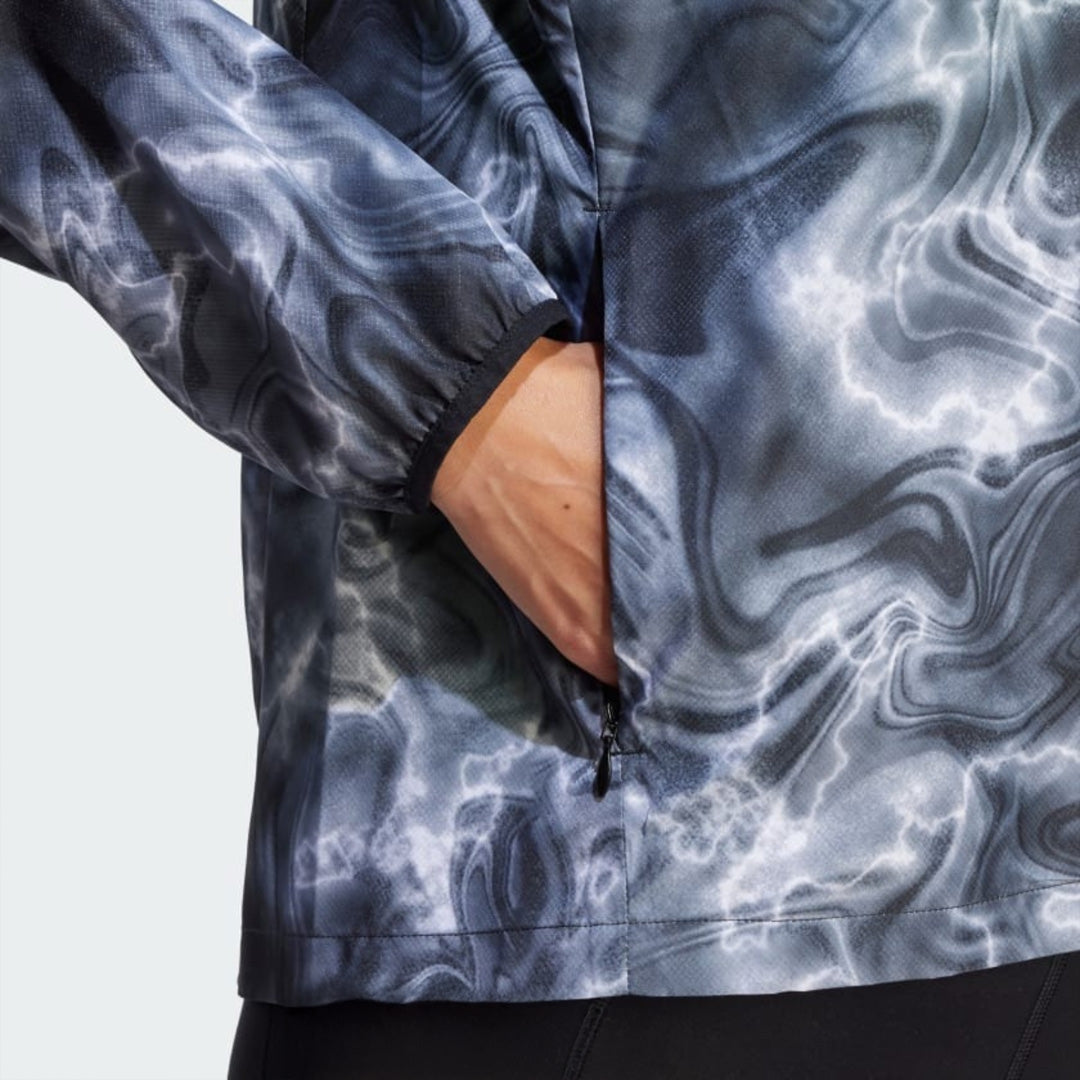 Adidas Own the Run Allover Print Windbreaker Women's Running Jacket - Grey Six