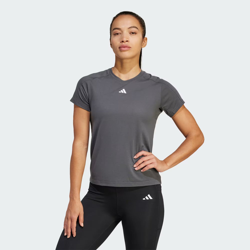 Adidas AEROREADY Train Essentials Minimal Branding Crewneck Women's Training T-Shirt - Grey Six
