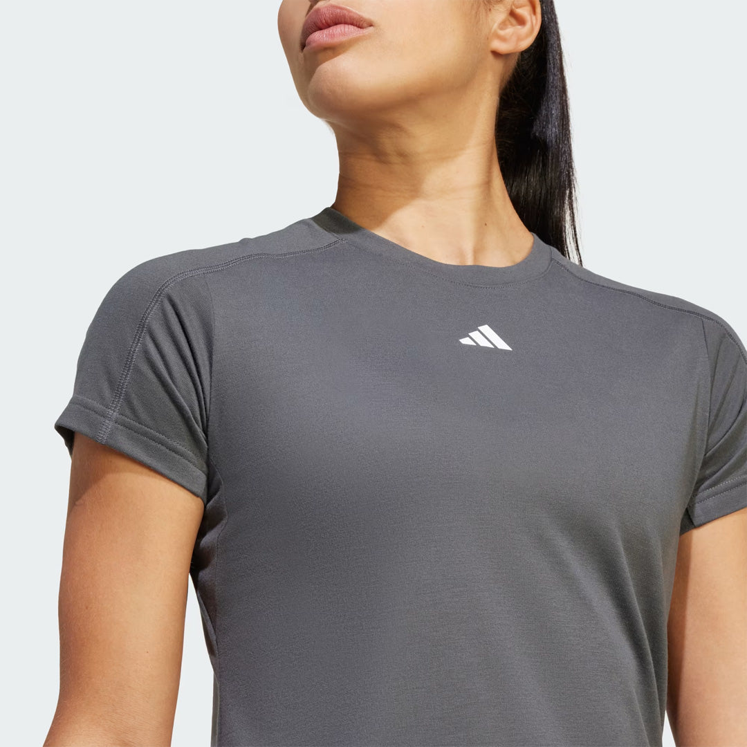 Adidas AEROREADY Train Essentials Minimal Branding Crewneck Women's Training T-Shirt - Grey Six