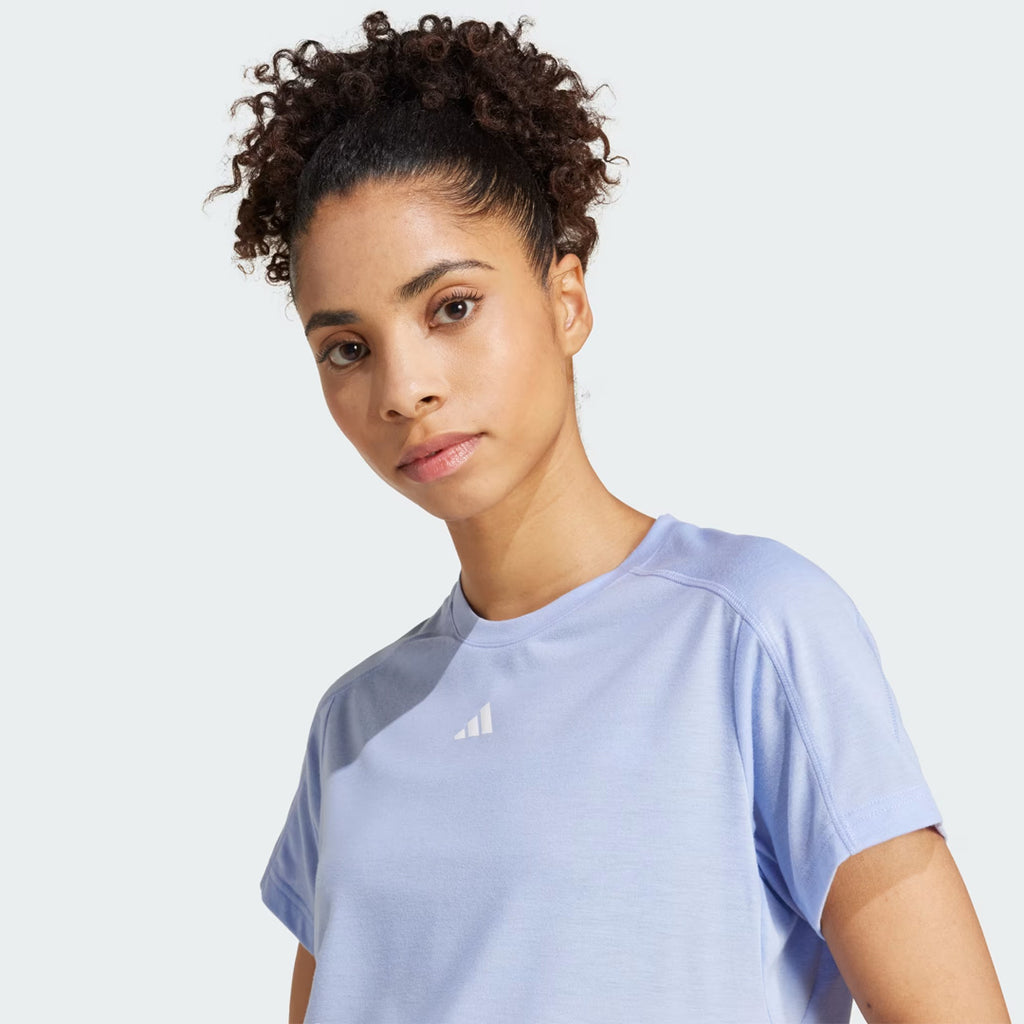 Adidas AEROREADY Train Essentials Minimal Branding Crewneck Women's Training T-Shirt - Blue Six