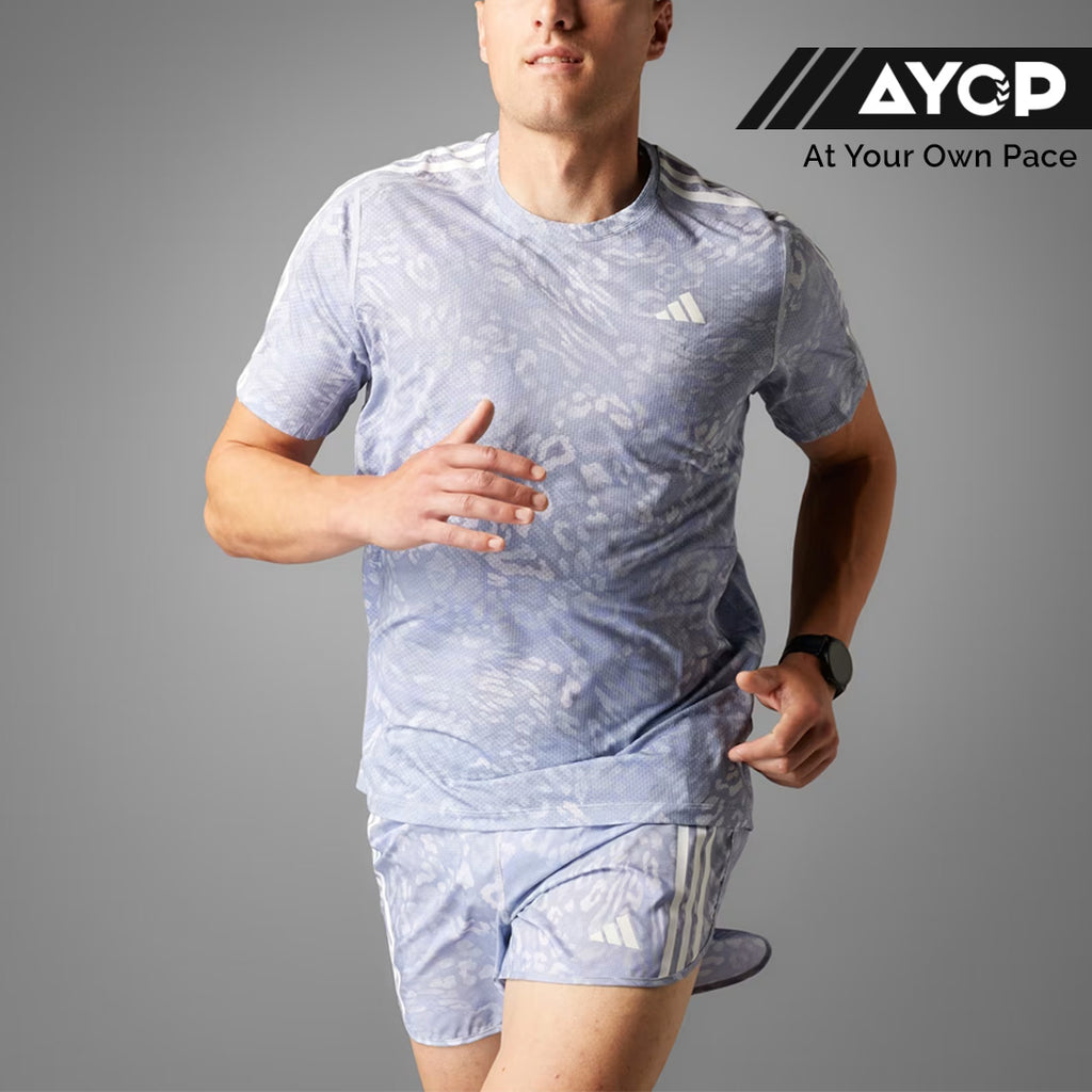 Adidas Own The Run CLIMACOOL 3-Stripes Men's Running T-Shirt -  Violet Grey