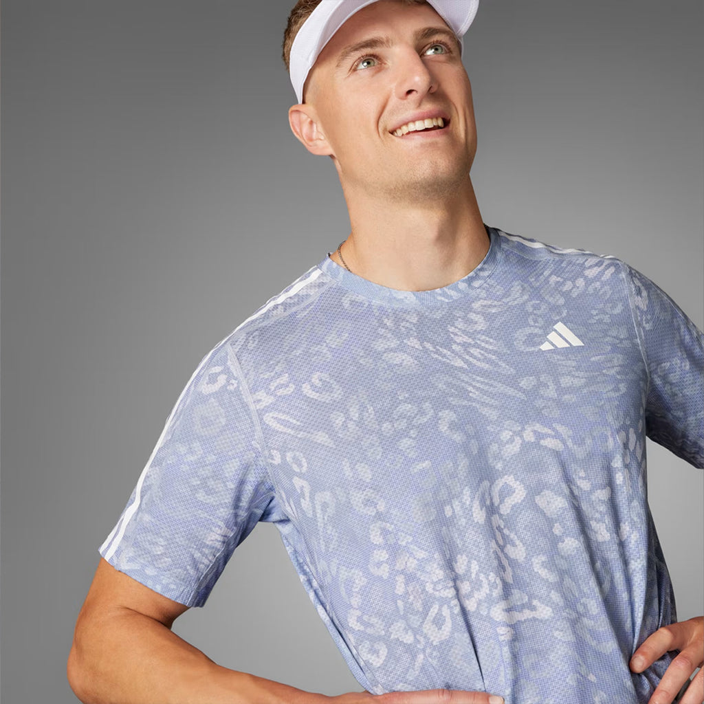 Adidas Own The Run CLIMACOOL 3-Stripes Men's Running T-Shirt -  Violet Grey