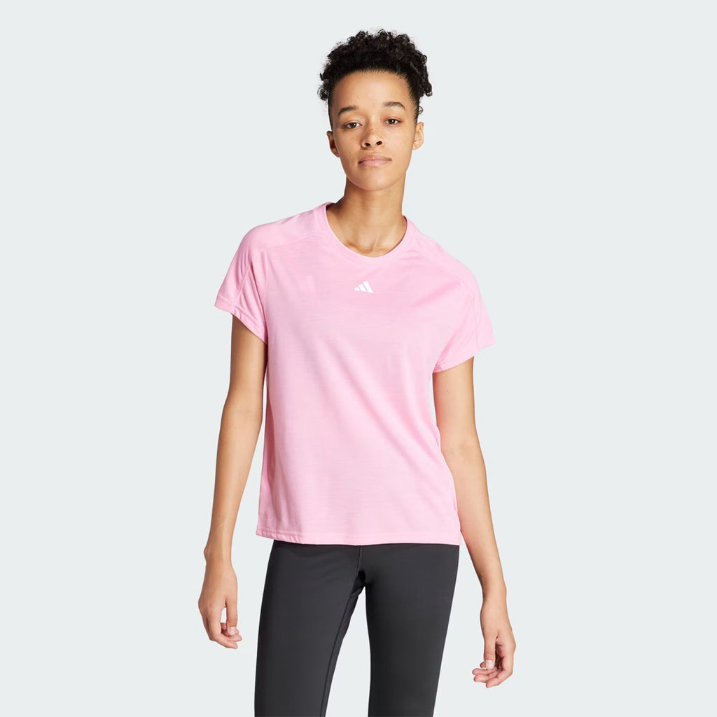 Adidas AEROREADY Train Essentials Minimal Branding Crewneck Women's Training T-Shirt - Bliss Pink