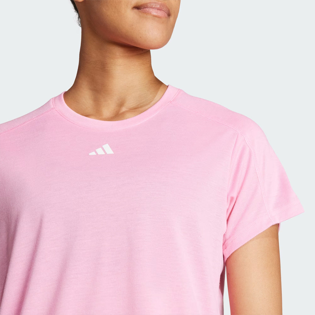Adidas AEROREADY Train Essentials Minimal Branding Crewneck Women's Training T-Shirt - Bliss Pink