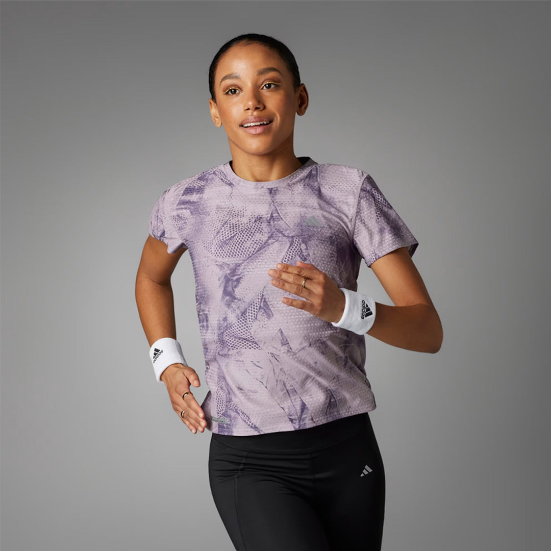 Adidas Ultimateadidas Allover Print Women's Running T-Shirt - Preloved Fig / Ash Purple