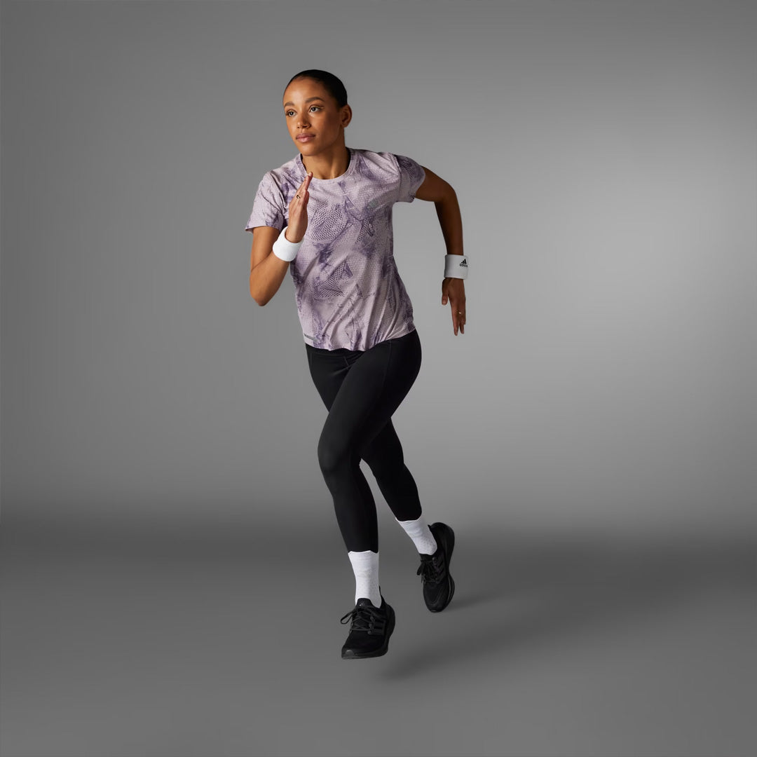 Adidas Ultimateadidas Allover Print Women's Running T-Shirt - Preloved Fig / Ash Purple