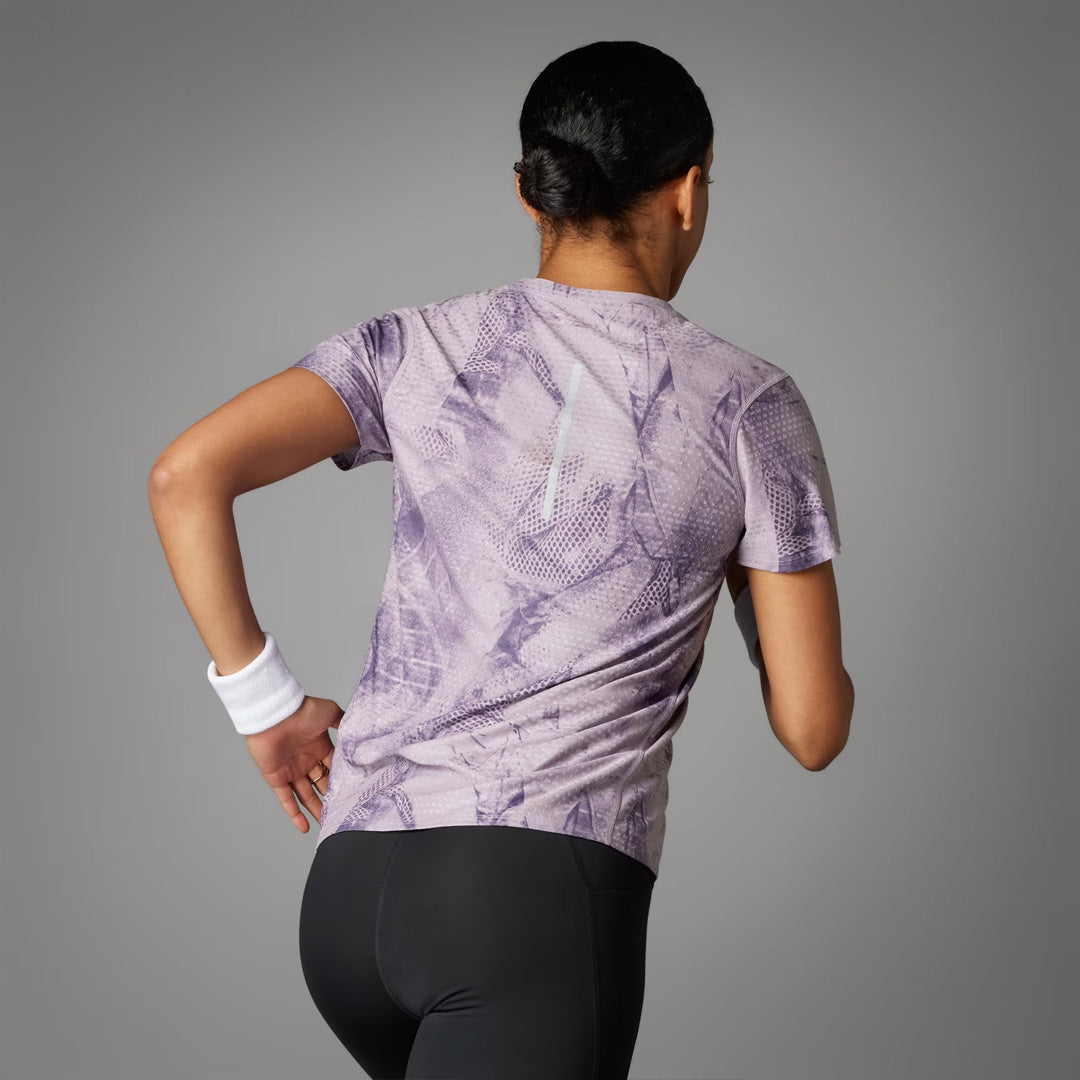 Adidas Ultimateadidas Allover Print Women's Running T-Shirt - Preloved Fig / Ash Purple