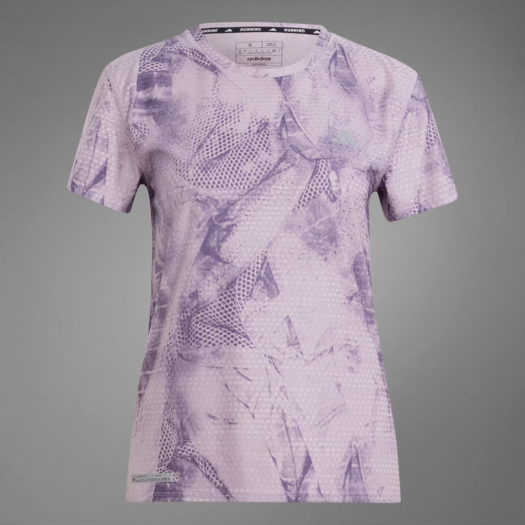 Adidas Ultimateadidas Allover Print Women's Running T-Shirt - Preloved Fig / Ash Purple