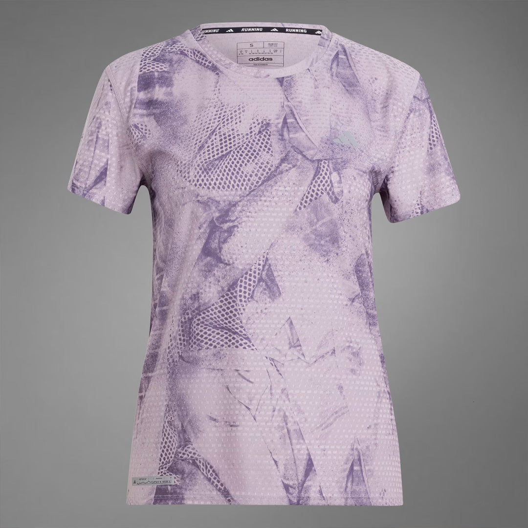 Adidas Ultimateadidas Allover Print Women's Running T-Shirt - Preloved Fig / Ash Purple